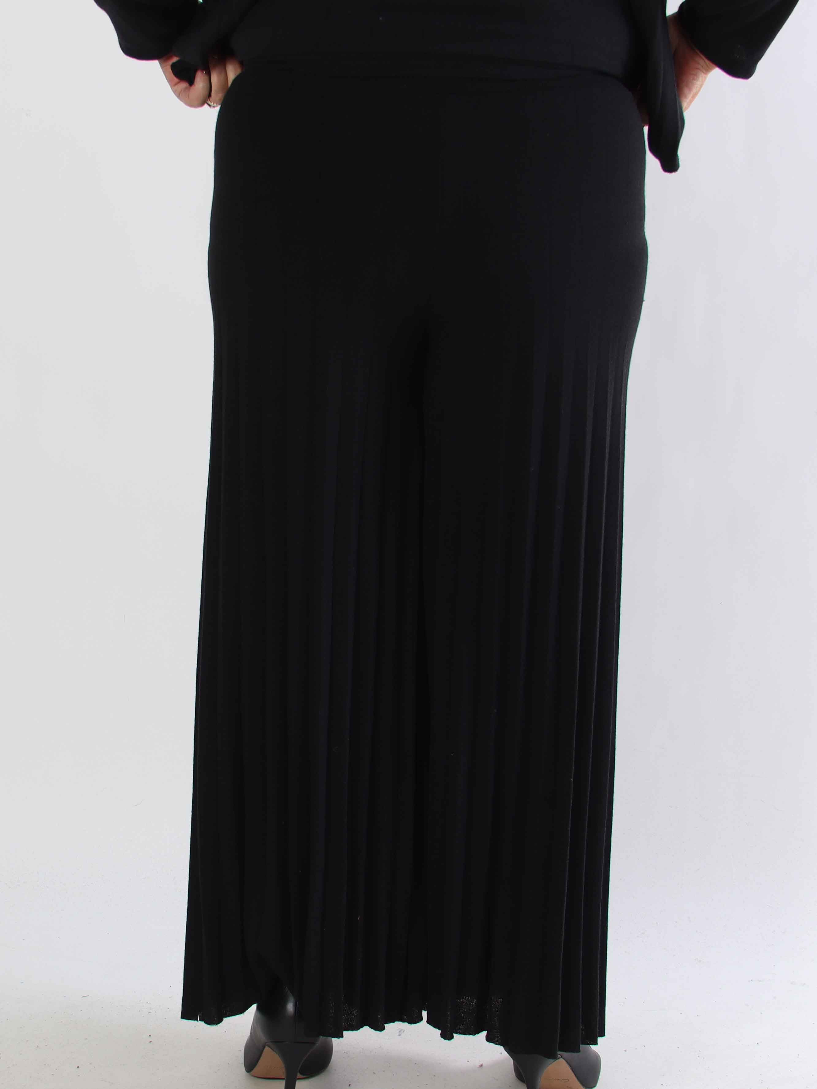 Anita Pants - Mjuka och eleganta plisserade plus size stickade byxor